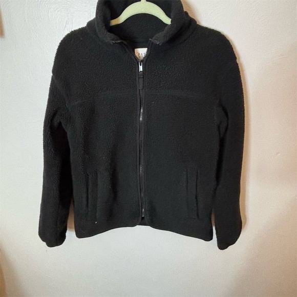 Gap Women's Sherpa Fleece Jacket Black‎ Size S Casual Mid-Length - Picture 1 of 4